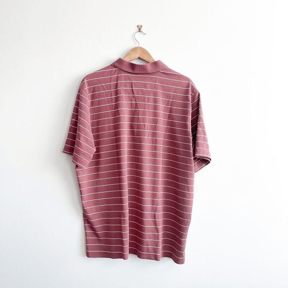 Eddie Bauer Mens Polo Shirt Collared Short Sleeve Stripes White Dusty Rose 2XL - Picture 2 of 6